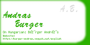 andras burger business card